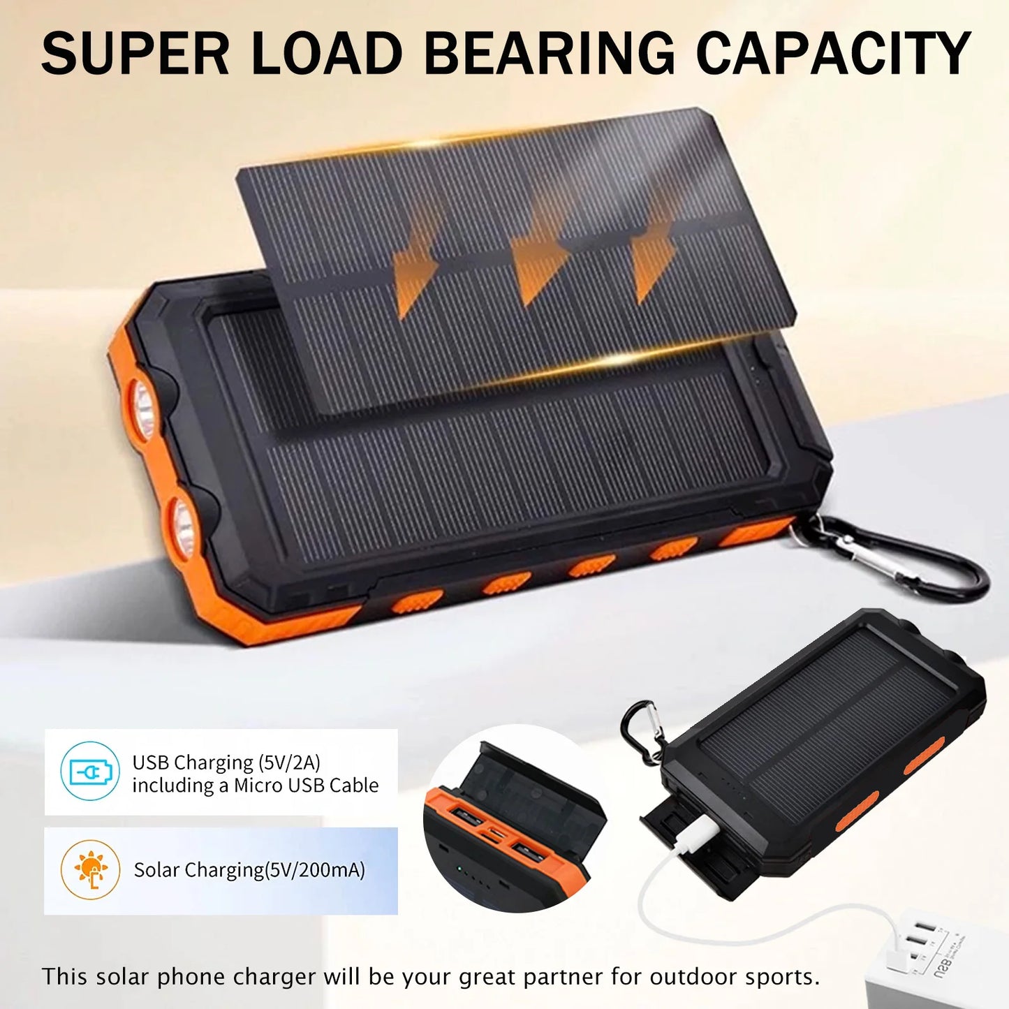 OGERY Solar Charger for Cell Phone Portable Solar Power Bank