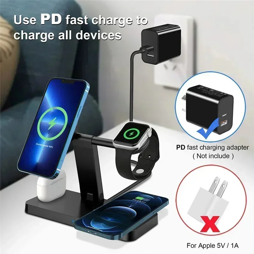 4in1 Magnetic Wireless Charger Stand Fast Charging Dock Station for |iPhone/Apple products|