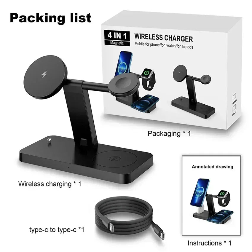 4in1 Magnetic Wireless Charger Stand Fast Charging Dock Station for |iPhone/Apple products|