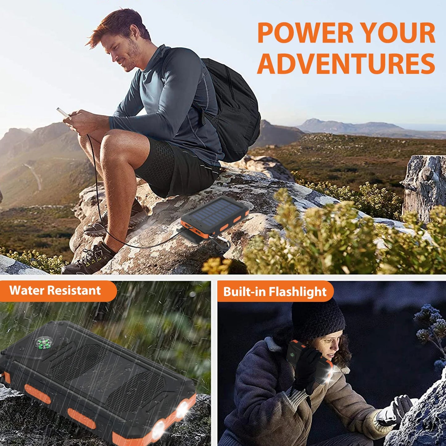 OGERY Solar Charger for Cell Phone Portable Solar Power Bank
