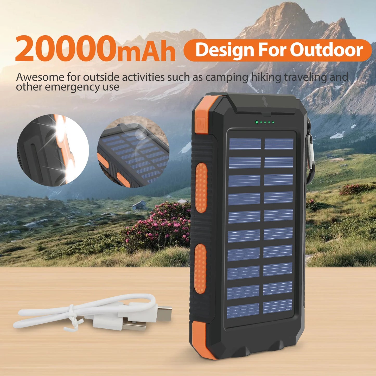 OGERY Solar Charger for Cell Phone Portable Solar Power Bank