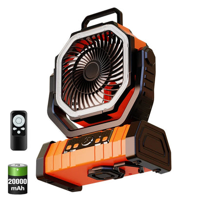 OGERY Battery Operated Fan Portable Rechargeable with LED Light and Hook