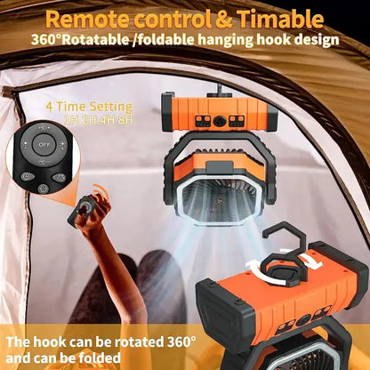 OGERY Battery Operated Fan Portable Rechargeable with LED Light and Hook