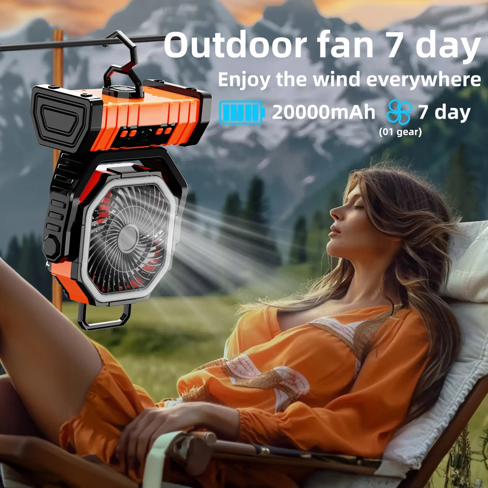 OGERY Battery Operated Fan Portable Rechargeable with LED Light and Hook