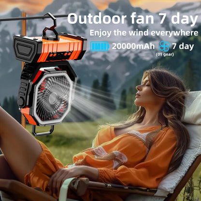 OGERY Battery Operated Fan Portable Rechargeable with LED Light and Hook