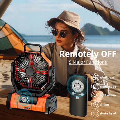 OGERY Battery Operated Fan Portable Rechargeable with LED Light and Hook