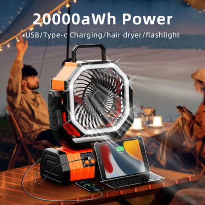 OGERY Battery Operated Fan Portable Rechargeable with LED Light and Hook