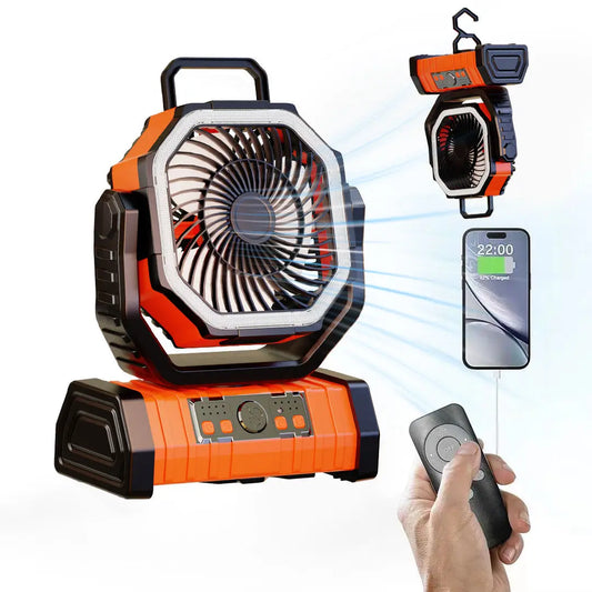 OGERY Battery Operated Fan Portable Rechargeable with LED Light and Hook