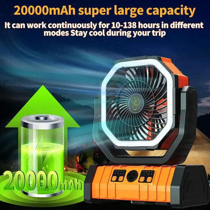 OGERY Battery Operated Fan Portable Rechargeable with LED Light and Hook