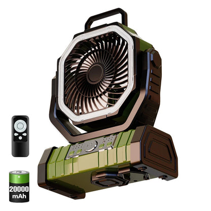 OGERY Battery Operated Fan Portable Rechargeable with LED Light and Hook